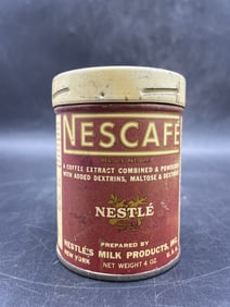 1920s NESTLE Nescafe Coffee SAMPLE Size ADVERTISING TIN Paper Label