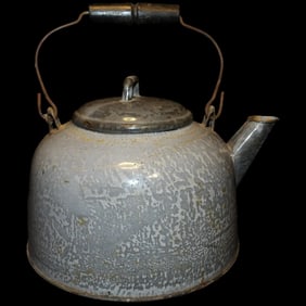 Primitive Farm House Graniteware Tea Kettle