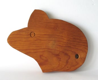 Vintage folk art wood mouse shaped cutting board