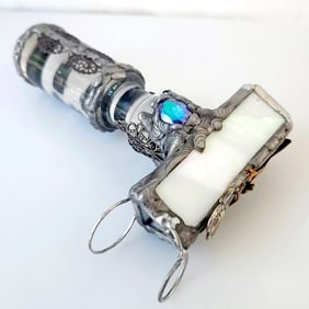 Ornate Filigree Kaliedoscope Handmade with Pewter, Copper and Stained Glass