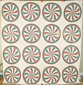 Rare 1850's Wheel of Fortune Quilt