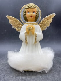 Vintage Doubl Glo Angel Christmas Tree Topper Hard Plastic Hong Kong