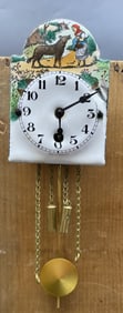 ANTIQUE GERMAN PORCELAIN RED RIDING HOOD PENDULETTE CLOCK
