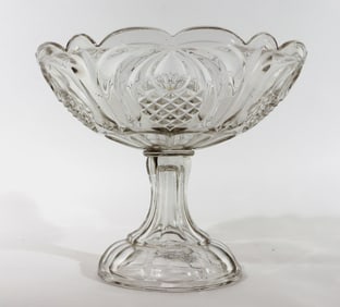 Boston & Sandwich American Pressed Glass Compote, Pineapple Pattern, Circa 1860's