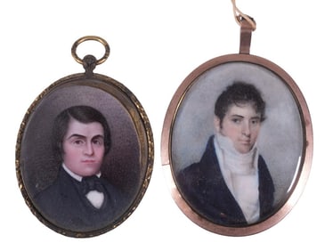 American Portrait Miniature of Young Man, Possibly Dickinson, 19th century,