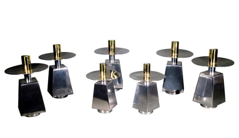 Chrome & Brass Mid-Century Candlesticks, Set of Seven, 1970s-80s