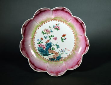 Chinese Export Porcelain Lotus Leaf Shaped Dish, Circa 1765