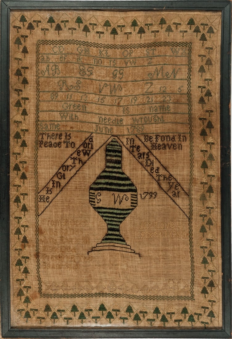 GEORGE WASHINGTON MEMORIAL SAMPLER- BOSTON, MA C.1799 (1 of 1)