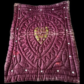 Antique Crazy Sweet Heart Quilt 1908 24x30