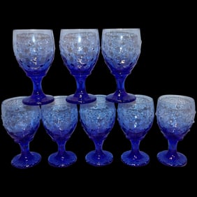 Libbey Cobalt Blue Hobnail Stemware 12 oz. Water Glasses