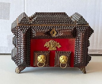Tramp Art Box Lift-top & Drawers