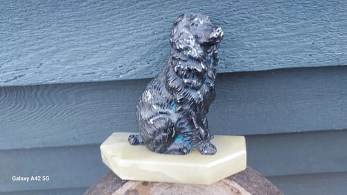 Rare Springer Spaniel Bookend Metal And Albaster Base