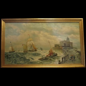 1920's Italian A.Borsari da R. Fontana Art Deco canvas print RARE Ship Scene