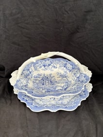 Rare Antiquarian Staffordshire Basket & Tray