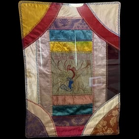Antique Victorian CRAZY QUILT Nursery Rhyme Framed
