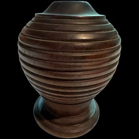 Vintage solid wood hand carved Vase Folk Art craft