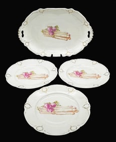 WEIMAR GERMANY SERVING PLATTER and PLATES ASPARAGUS