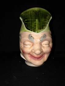6 3/4” Sarrequemines Majolica Character Pitcher