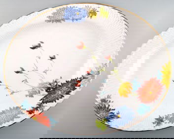 Antique and rare Royal Copenhagen large dish decorated with flowers.