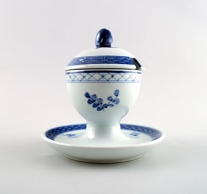 Royal Copenhagen Tranquebar, mustard jar with lid. Decoration number 11/1010. 2 pcs. in stock.
