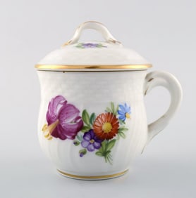 Royal Copenhagen Saxon Flower, mustard jar with lid.
