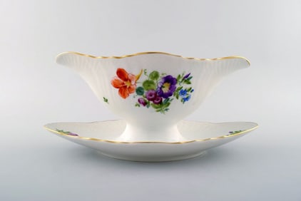 Royal Copenhagen Saxon Flower, gravy boat.