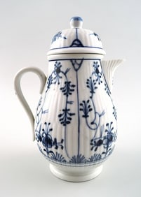 Antique German blue fluted mocha jug.