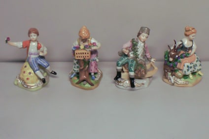 German Dresden porcelain figurines in overglaze technic. 4 pcs. in stock.