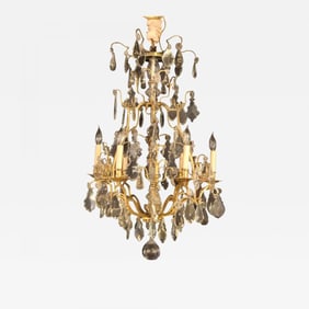 Fine Six-Light Cut Crystal and Brass Chandelier Newly Wired