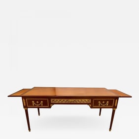 French Tortoise Wood Louis XVI Style Maison Jansen Partners Desk or Bureau Plat