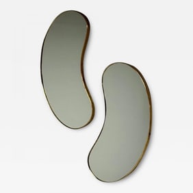 Italian Mid-Century Modern, Wall Mirrors, Organic Form, Brass, Italy, 1950s