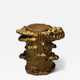 Modern Tree Trunk Sculptural Side Table, Cast Bronze, American, 21st C. (1 of 9)