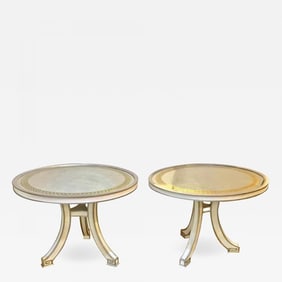 Pair of Compatible Églomisé Top Painted Side, End or Centre Tables