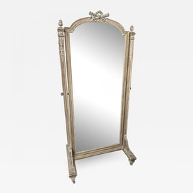 19th Century Cheval, Floor Mirror, Louis XVI, Whitewashed, Standing Mirror