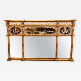 Neoclassical Style Verre Églomisé Overmantel or Console Mirror