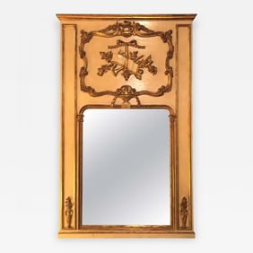 Louis XVI Style Painted & Parcel-Gilt Trumeau Console or over the Mantle Mirror