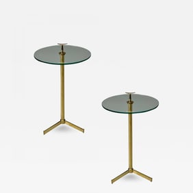 Italian Mid-Century Modern Style, Brass, Glass, Martini Side Tables, 21st C.