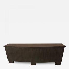 Palatial Pace Collection Wavy Front Mahogany Lacquered Credenza or Sideboard