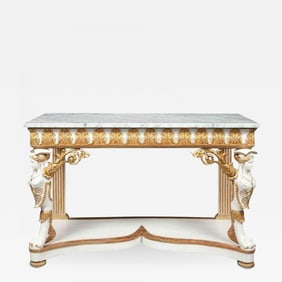 Italian Empire White Painted and Parcel-Gilt Console Table, circa 1825