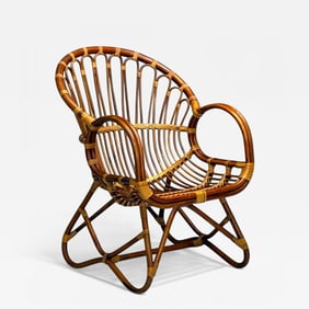 Franco Albini, Italian Mid-Century Modern, Bamboo, Rattan, Lounge Chair, 1960s