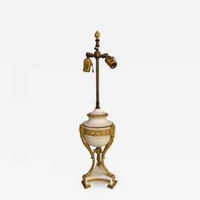 19th Century Marble and Bronze Table Lamp with Custom Shade, French