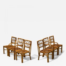 Bielecky Brothers, Modern, Six Dining Chairs, Rattan, Cane, USA, 21st C.