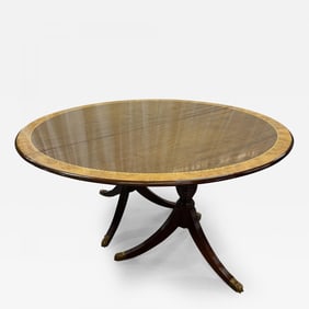Regency Style Round Regency Style Dining Table, Two Leaves, Banded, Pads
