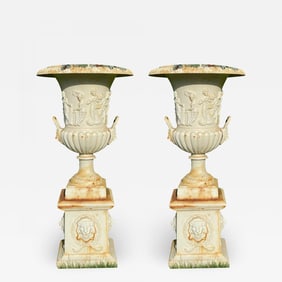 Pair of Cast Iron Urn or Planters, Property of a Lady, 1880s