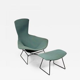 Vintage Harry Bertoia for Knoll Bird Lounge Chair with Ottoman, Labeled, 1960s
