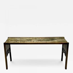 Philip & Kelvin LaVerne Mid-Century Modern Spring Festival Console Table, Bronze