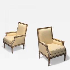 Maison Jansen, Swedish Louis XVI Style, Wood, Fabric, Lounge Chairs, 1940s