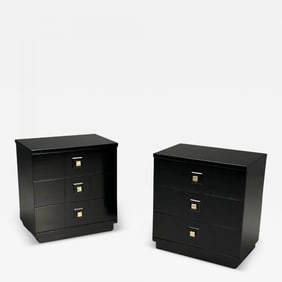 Mid-Century Modern, Nightstands, Chests, Black Lacquer, Brass, USA, 1970s