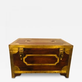 19th Century Campaign Vanity Dressing or Jewelry Box with Boule Inlay