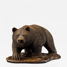 Modern American Bear Sculpture, Hot Cast Bronze, American, 21st C.